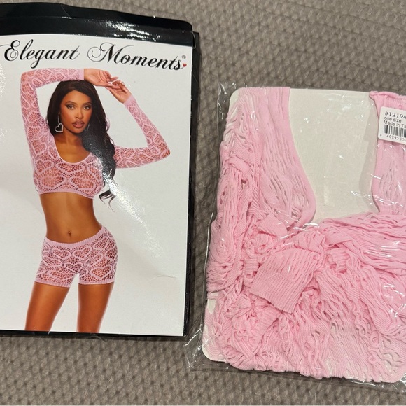 Elegant Moments Pink  Fish Net Sleepwear Set - Picture 1 of 2